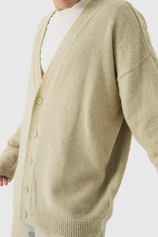 Boucle Knit Drop Shoulder Cardigan