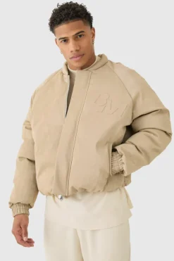 Boxy Bm Extreme Heavyweight Pu Padded Puffer In Taupe