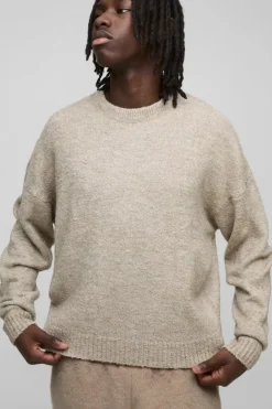 Boxy Boucle Knit Extended Neck Jumper