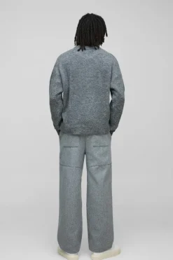 Boxy Boucle Knit Extended Neck Jumper