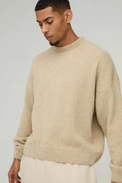 Boxy Boucle Knitted Sweatshirt
