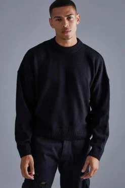Boxy Brushed Extended Neck Knitted Jumper