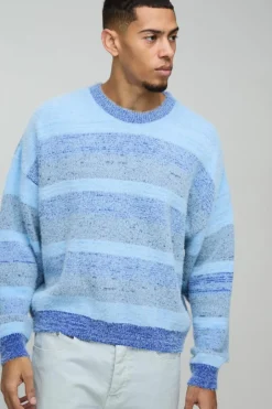 Boxy Brushed Stripe Knitted Jumper
