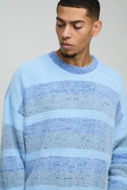 Boxy Brushed Stripe Knitted Jumper