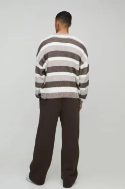 Boxy Brushed Stripe Knitted Jumper