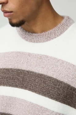 Boxy Brushed Stripe Knitted Jumper
