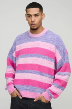 Boxy Brushed Stripe Knitted Jumper