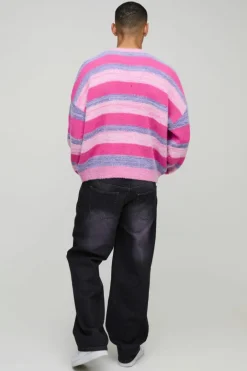 Boxy Brushed Stripe Knitted Jumper