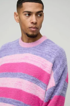 Boxy Brushed Stripe Knitted Jumper