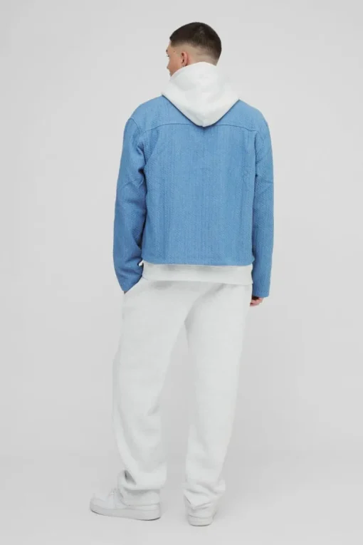 Boxy Denim Textured Jacket