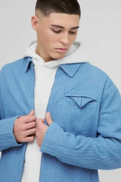 Boxy Denim Textured Jacket