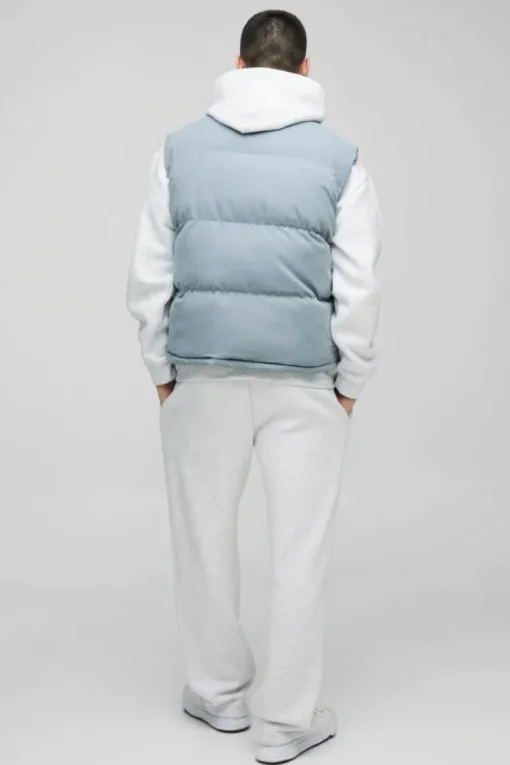Boxy Faux Suede Funnel Neck Gilet In Blue