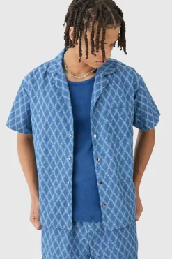 Boxy Fit Fabric Interest Denim Shirt
