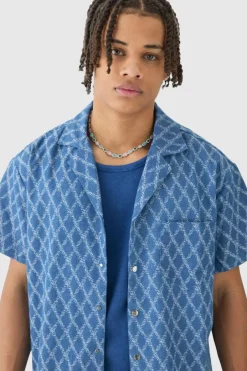 Boxy Fit Fabric Interest Denim Shirt