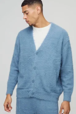 Boxy Fit Super Fluffy Knitted Cardigan Tracksuit
