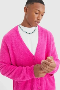 Boxy Fluffy Knitted Cardigan