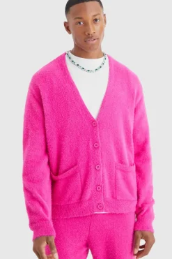 Boxy Fluffy Knitted Cardigan