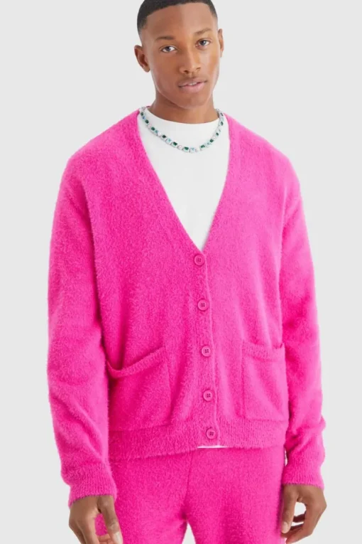 Boxy Fluffy Knitted Cardigan