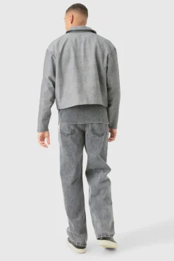 Boxy Herringbone Collared Jacket