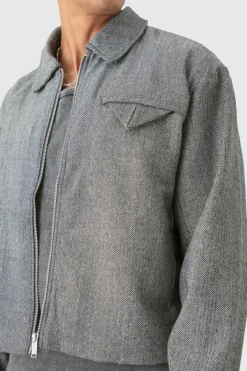 Boxy Herringbone Collared Jacket