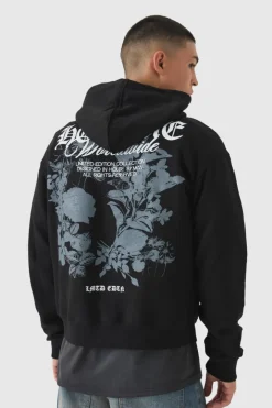 Boxy Homme Tonal Print Hoodie