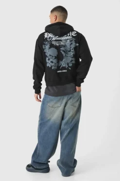 Boxy Homme Tonal Print Hoodie