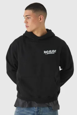 Boxy Homme Tonal Print Hoodie