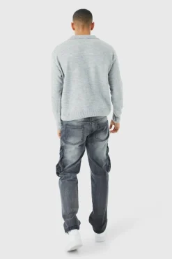 Boxy Long Sleeve Knitted Revere Polo