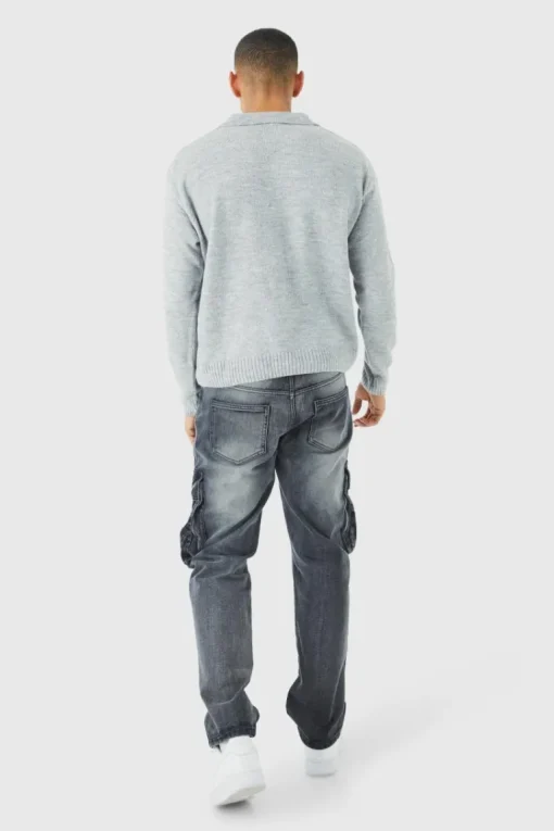 Boxy Long Sleeve Knitted Revere Polo