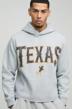 Boxy Marl Raw Hem Texas Western Hoodie