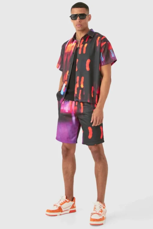 Boxy Mesh Glitch Shirt & Short