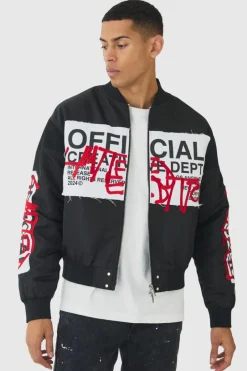 Boxy Official Graffiti High Shine Bomber Jacket