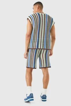 Boxy Oversized Open Stitch V Neck Sweater Vest