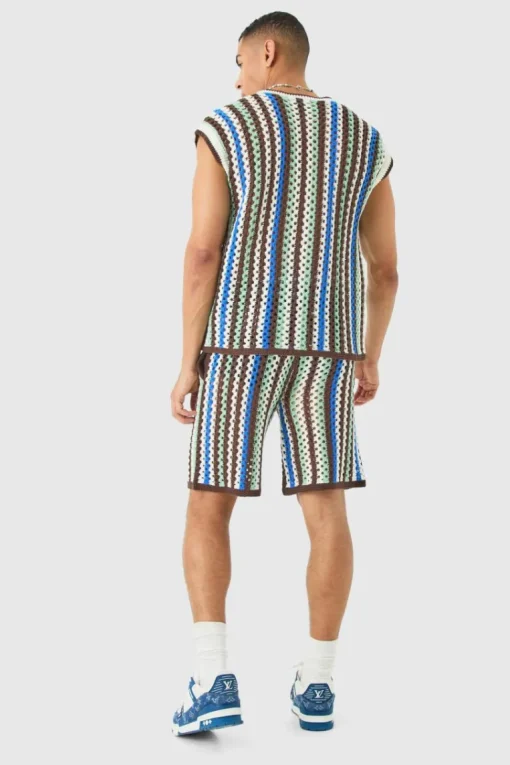 Boxy Oversized Open Stitch V Neck Sweater Vest