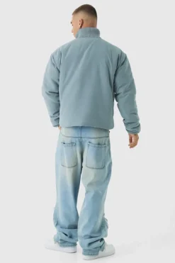 Boxy Rib Collar Bomber Jacket In Blue