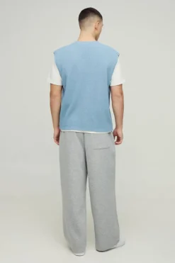 Boxy Ribbed Contrast Button Knitted Vest