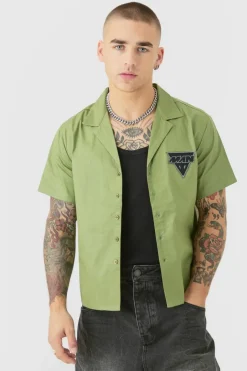 Boxy Short Sleeve Moto Poplin Shirt