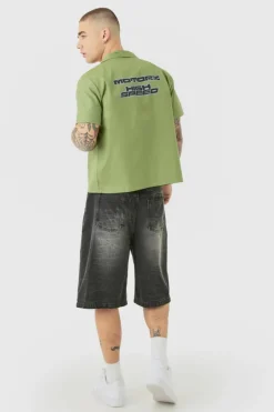Boxy Short Sleeve Moto Poplin Shirt