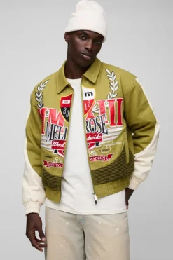 Boxy Twill Ribbed Moto Jacket