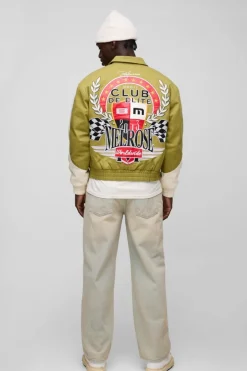 Boxy Twill Ribbed Moto Jacket
