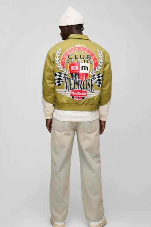 Boxy Twill Ribbed Moto Jacket