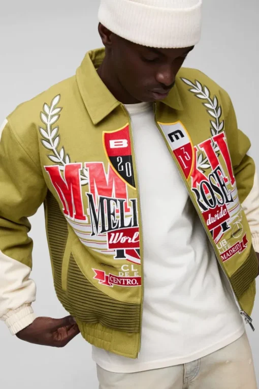 Boxy Twill Ribbed Moto Jacket