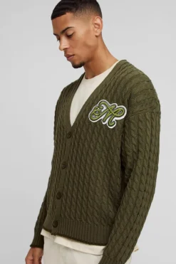 Boxy Varsity Applique Knitted Cardigan