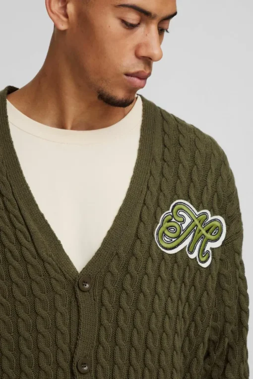 Boxy Varsity Applique Knitted Cardigan
