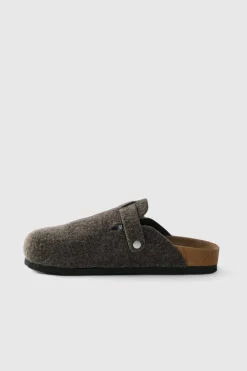 Brown Felt Mule
