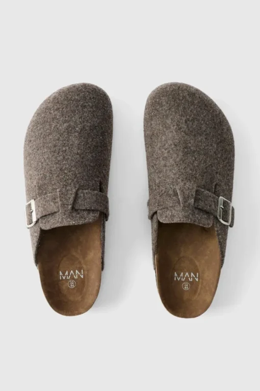 Brown Felt Mule