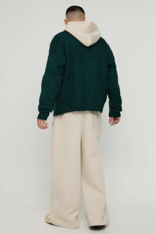 Brushed Contrast Trim Boxy Cardigan