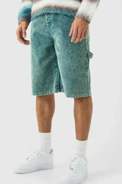 Carpenter Acid Wash Cord Jort In Navy