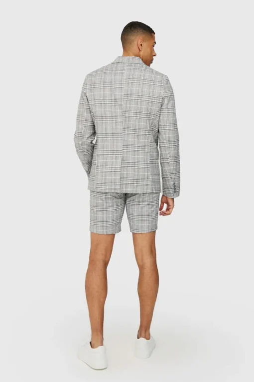 Check Weave Slim Fit Suit Shorts