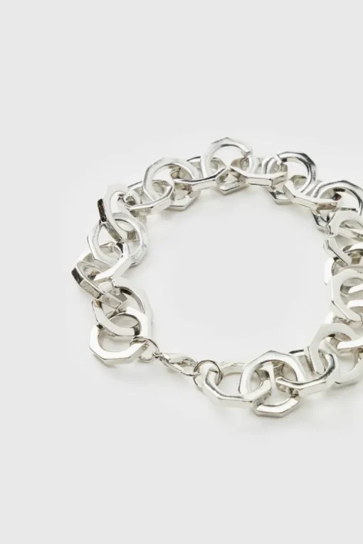Chunky Metal Bracelet In Silver